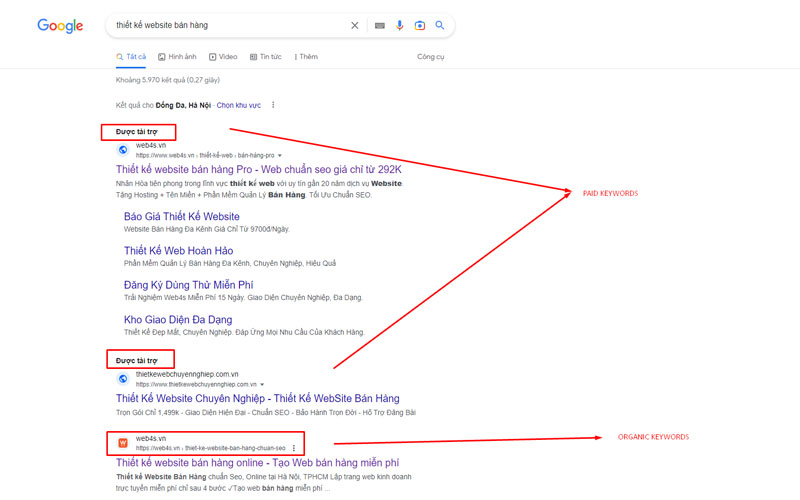Phân biệt giữa Organic Keywords và Paid Keywords